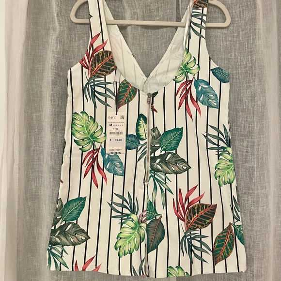 Zara Striped Tropical Shortall Romper - Picture 3 of 5
